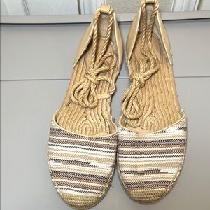 UGG Tan and Cream Espadrille Flats with Jute Sole